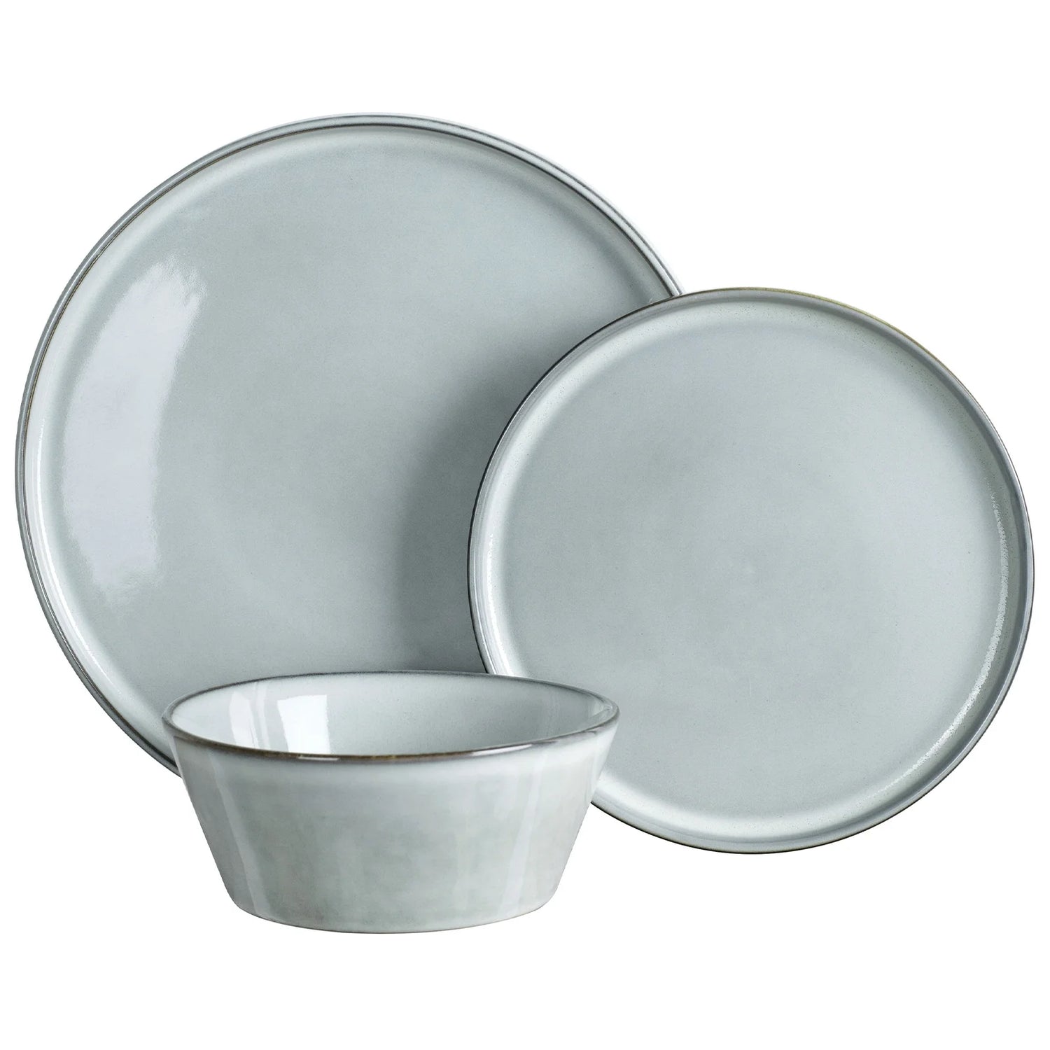 Annecy Plates and Bowls Sets, Dinnerware Set for 4, 12 Pieces Dish Set, Gray-Blue