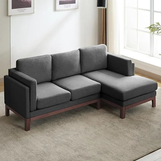 84" Sectional Sofa Couch, L-Shaped Upholstered Sofa Couch with Chaise Lounge,3-Seater Couch for Living Room/Apartment(Dark Grey)