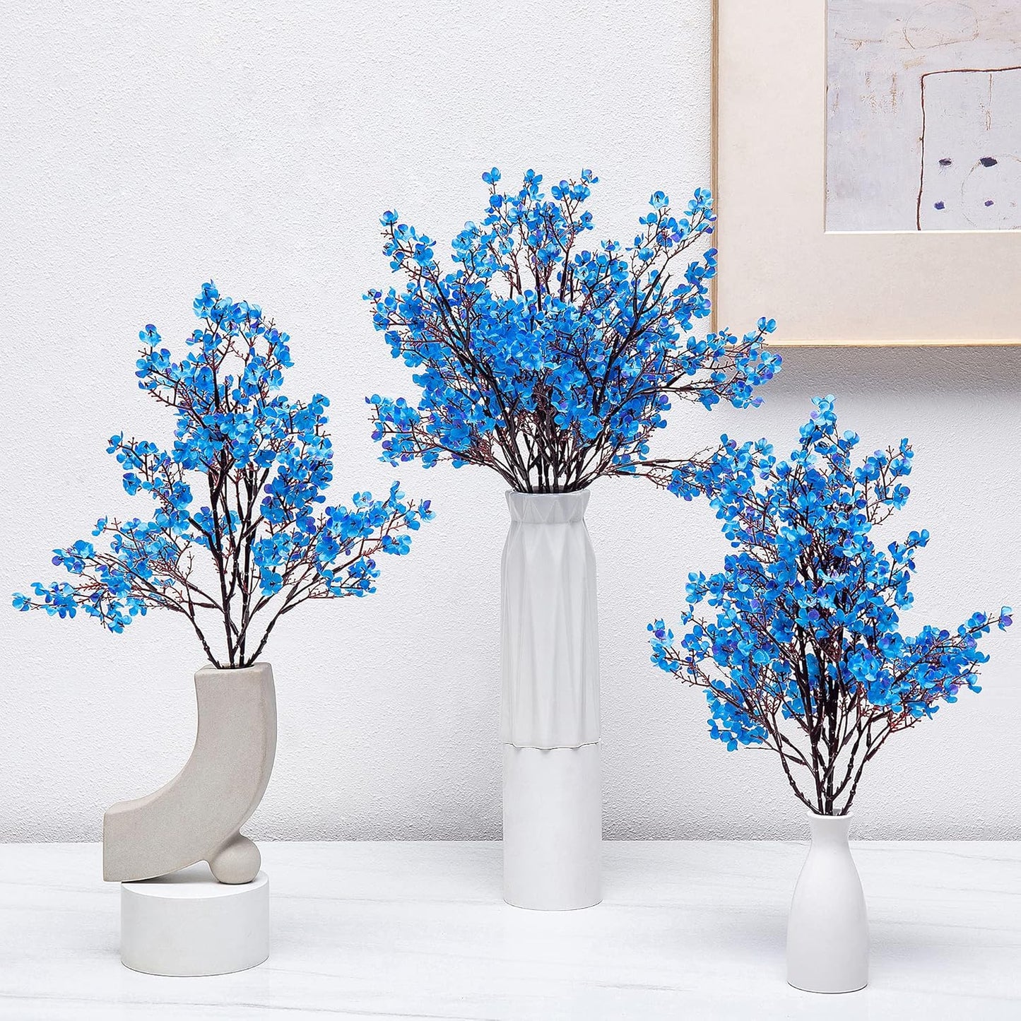 10 Pcs Babys Breath Artificial Flowers Bulk Real Touch Flowers Fake Flowers Silk Flowers for Home Decor Indoor Floral Arrangement Table Centerpieces Festival Party Decor (Blue)