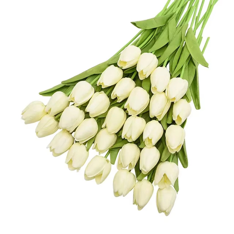 31Pcs Tulips Artificial Flower Real Touch Tulipe Flowers Fake Flowers Wedding Decoration Flowers Christmas Home Garden Decor