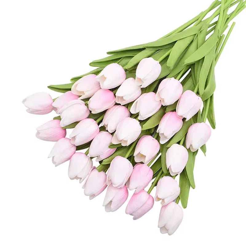 31Pcs Tulips Artificial Flower Real Touch Tulipe Flowers Fake Flowers Wedding Decoration Flowers Christmas Home Garden Decor