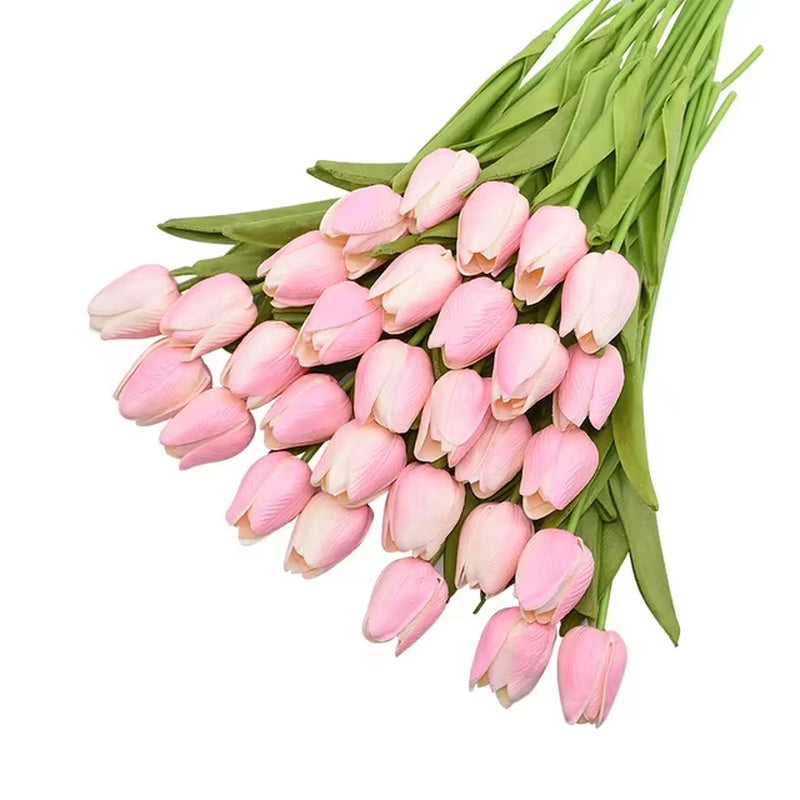 31Pcs Tulips Artificial Flower Real Touch Tulipe Flowers Fake Flowers Wedding Decoration Flowers Christmas Home Garden Decor