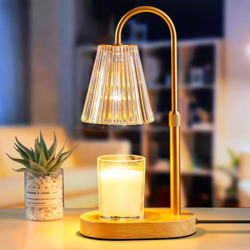 Candle Warmer Lamp with Timer: Electric Candles Wax Warmers Glass Lamps for Jar Candles Burner Adjustable Height and Dimmable Light Modern No Flame Scented Candle Warming Lantern Room Decor Lighting Decorations Supplies Interior