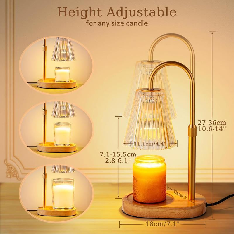 Candle Warmer Lamp with Timer: Electric Candles Wax Warmers Glass Lamps for Jar Candles Burner Adjustable Height and Dimmable Light Modern No Flame Scented Candle Warming Lantern Room Decor Lighting Decorations Supplies Interior