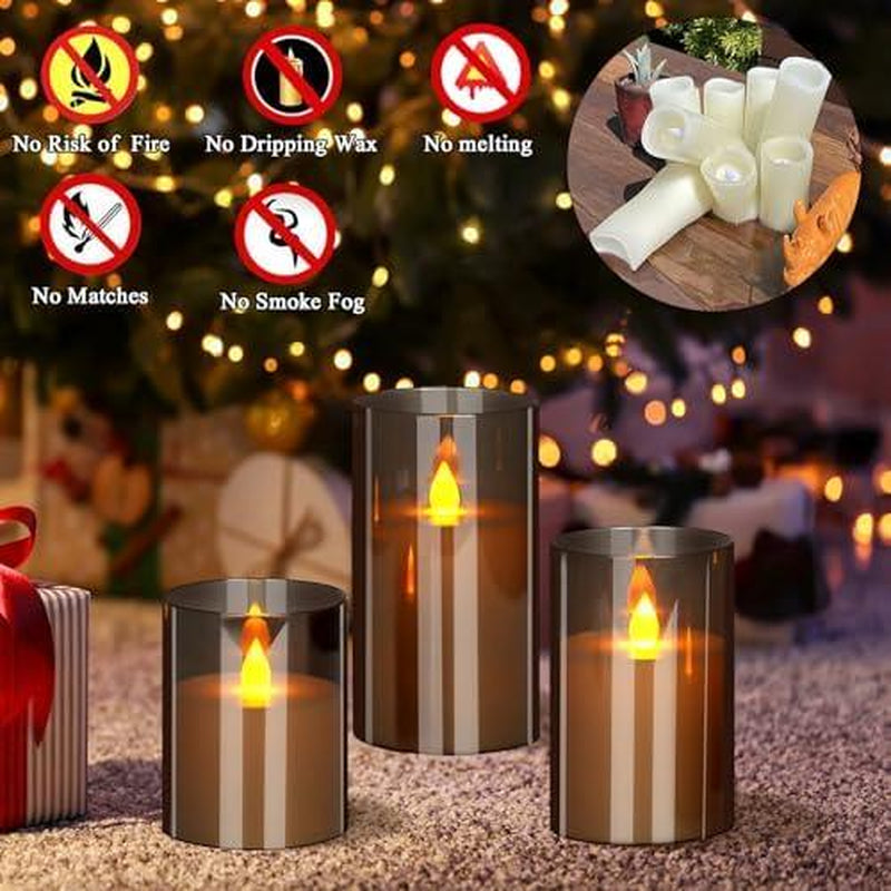 Flameless Candles 4 5 6 Set of 3 Acrylic Glass Pillars with Remote Timer for Home Decor Wedding Festival Cafe Restaurant - Ornaments, Freshener