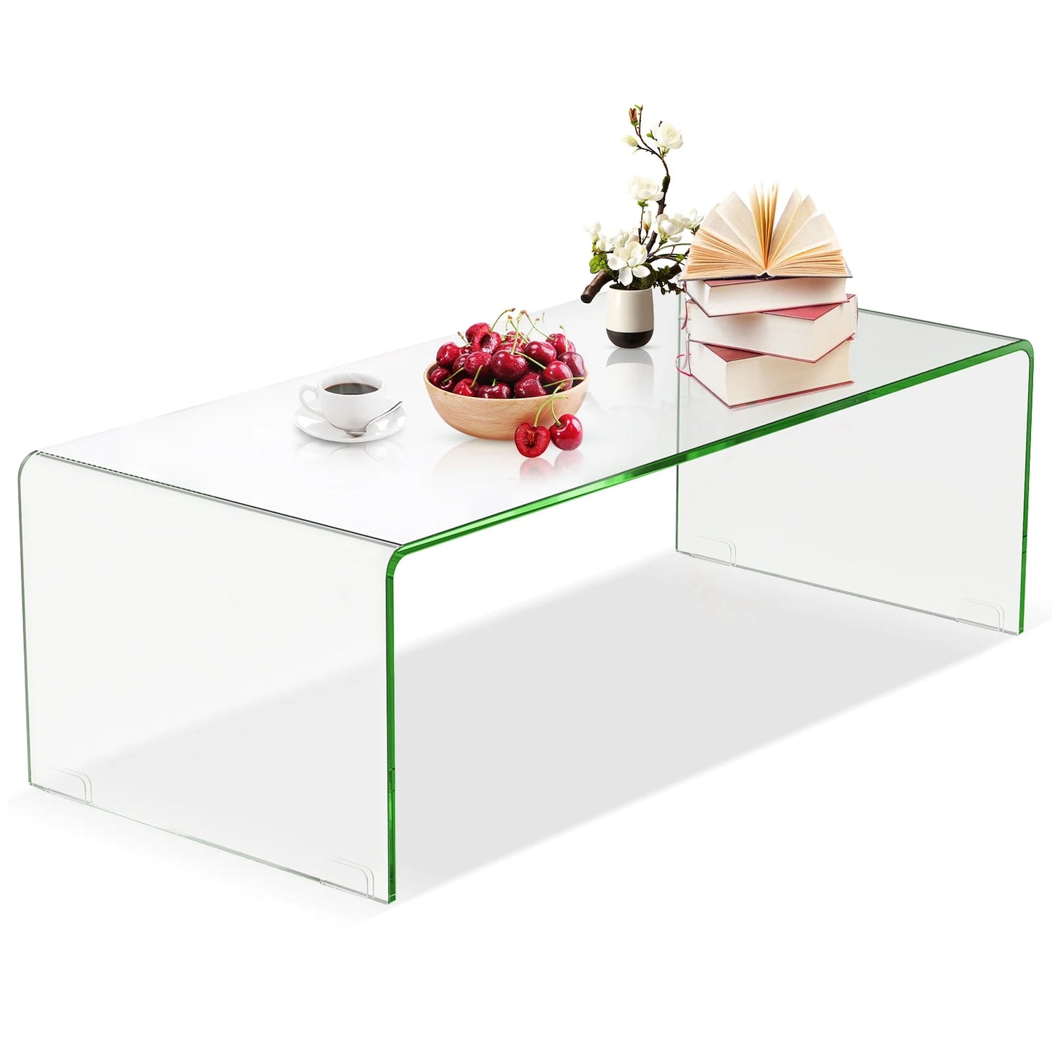 Tempered Glass Coffee Table Accent Cocktail Side Table Living Room Furniture