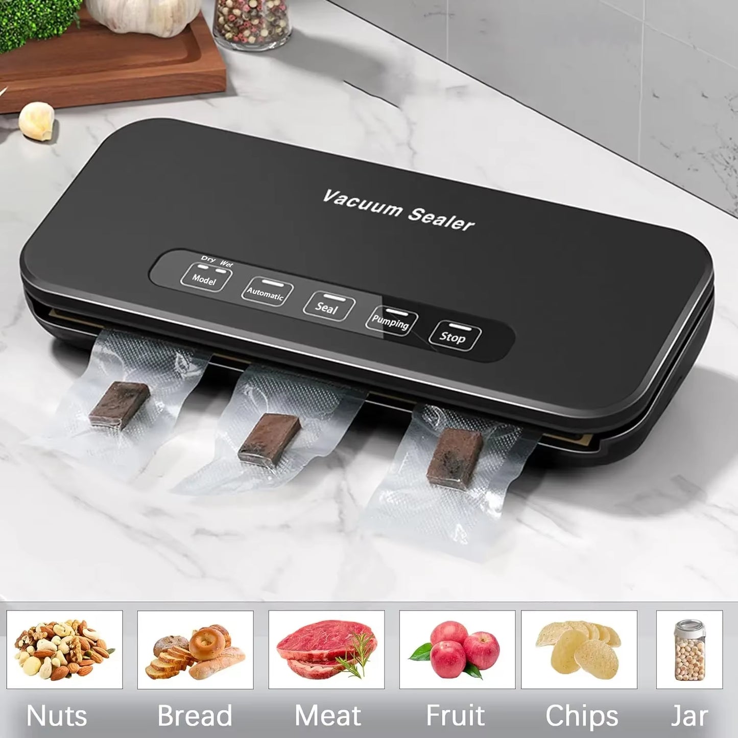 Vacuum Sealer Machine Dry/Moist Vacuum Sealer Machine with Bag Storage Air Sealer Machine for Food Storage and with Starter Kit