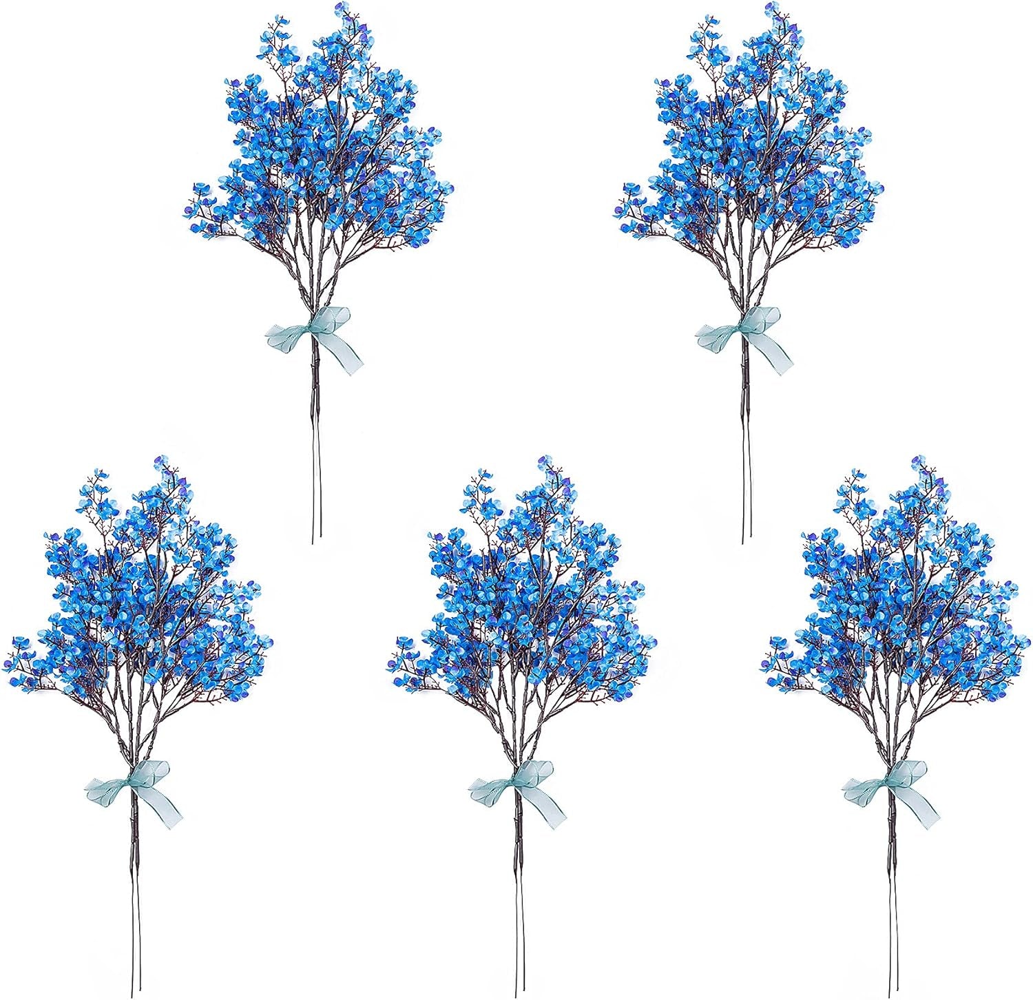 10 Pcs Babys Breath Artificial Flowers Bulk Real Touch Flowers Fake Flowers Silk Flowers for Home Decor Indoor Floral Arrangement Table Centerpieces Festival Party Decor (Blue)