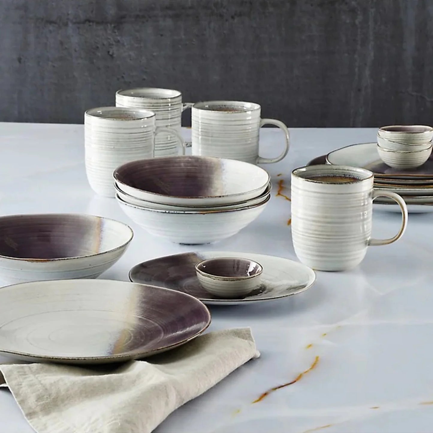 Laurie Gates  Aubergine Blush 20-Piece Dinnerware Set