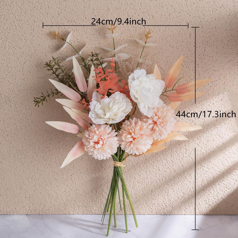 Artificial Flowers Silk Flower Bouquet Decor Realistic Retro Flowers Arrangements Wedding Decoration Table Centerpieces(Champagne)