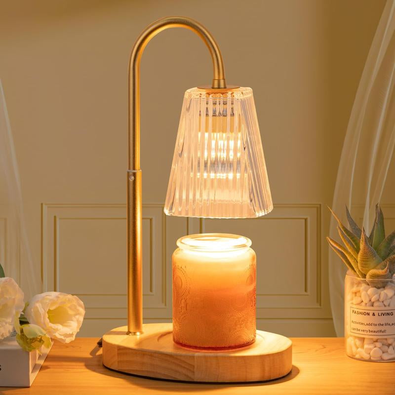 Candle Warmer Lamp - Dimmable Wax Melt Warmer Amber Lampshade Candles Top Warmer for House Warming New Home Bedroom Decor Scented Wax with 2 Bulbs Jar Candles