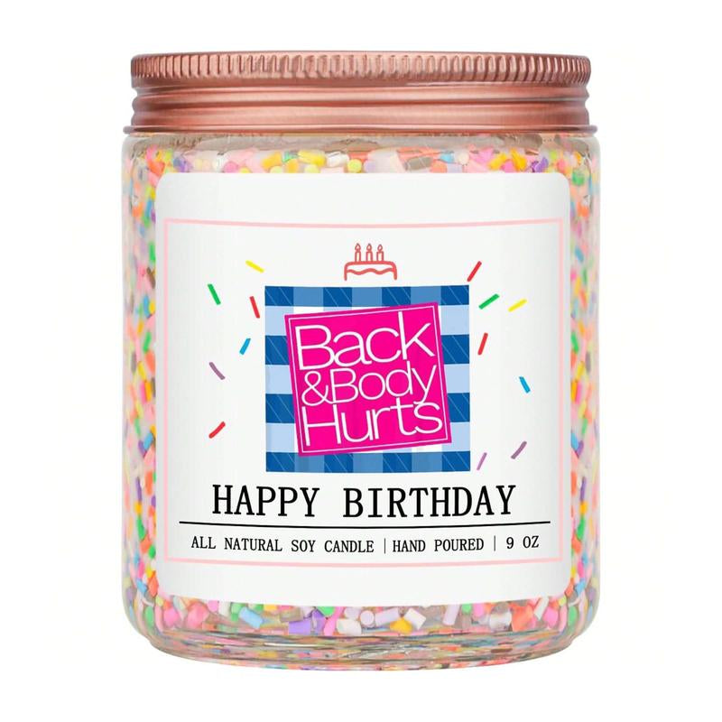 Birthday Candles Gifts for Her and Him, Birthday Gifts for Women Men, Unique Best Friend Birthday Gift Ideas -Back & Body Hurts Happy Birthday Candles