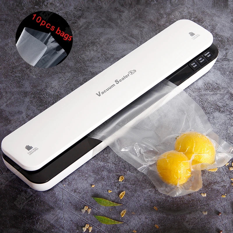 Best Dry Wet Food Vacuum Sealer Packaging Machine 220V Automatic Commercial Household Kitchen Food Vacuum Sealer with 10Pcs Bags