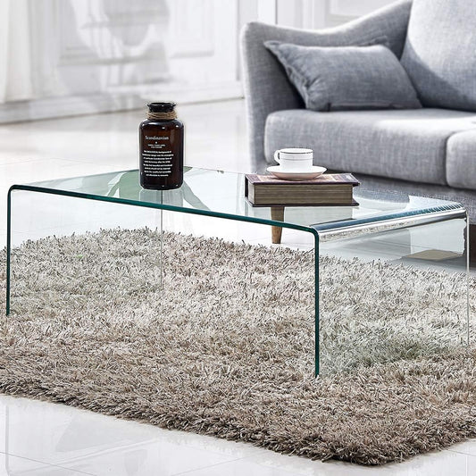 Premium Tempered Glass Coffee Table,Clear Coffee Table, Small Modern Coffee Table for Living Room,Match Well with Rug (39.4X19.7X13.8)