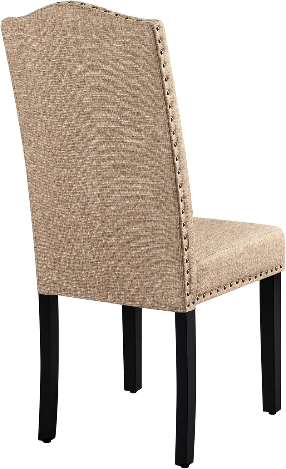 Dining Chairs Set of 6 Upholstered Parsons Chairs, Fabric Dining Room Kitchen Side Chair with Rubber Wood Legs and Nailhead Trim for Living Room, Khaki