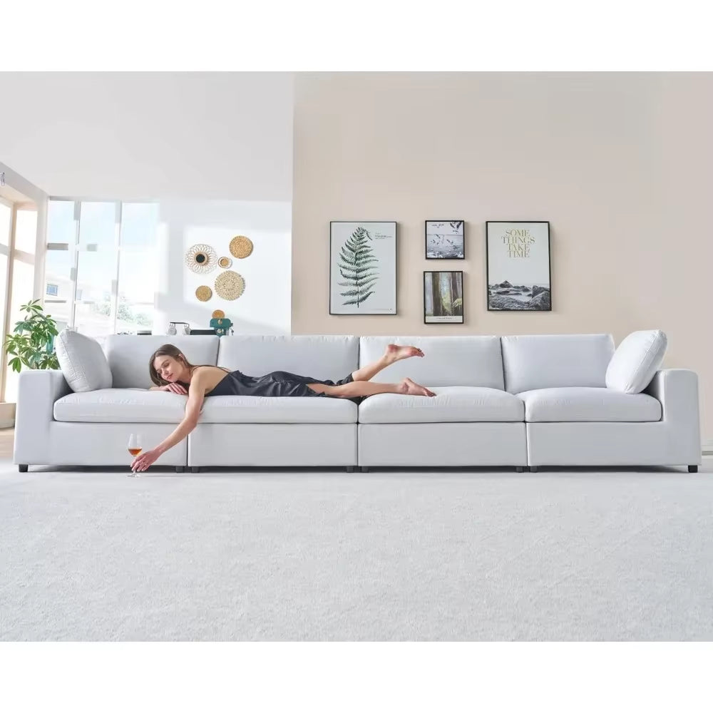 Modular Sectional Sofa,114 Inches down Filled Sectional Sofa,5 Seats U Shaped Cloud Couch with Chaise,Couch for Living Room