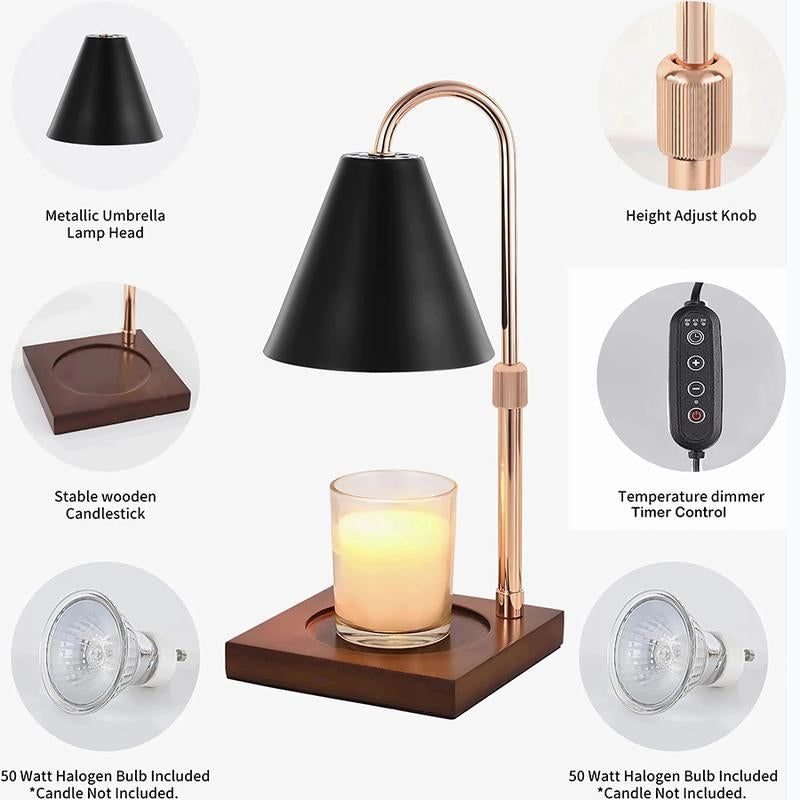 Candle Warmer Lamp with Timer & Dimmer, Electric Candle Lamp Warmer for Jar Candles Adjustable Height, with 2 Bulbs, House Warming Gifts New Home Bedroom Decor, Mothers Day Gifts for Mom