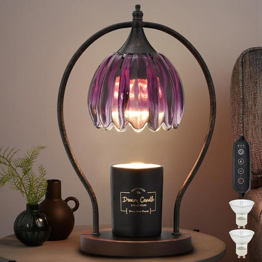 Candle Warmer Lamp, Dimmable Candle Warmer with Timer, Vintage Candles Wax Warmers for Jar Candles Christmas Gifts for Women, Xmas Gifts for Mom, Home Decor for Bedroom Living Room, Purple & Black