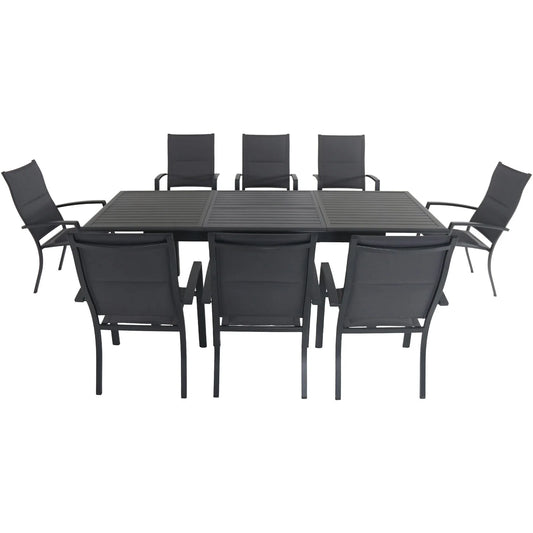 Cameron 9-Piece Expandable Dining Set with 8 Padded Sling Dining Chairs and a 40" X 94" Table