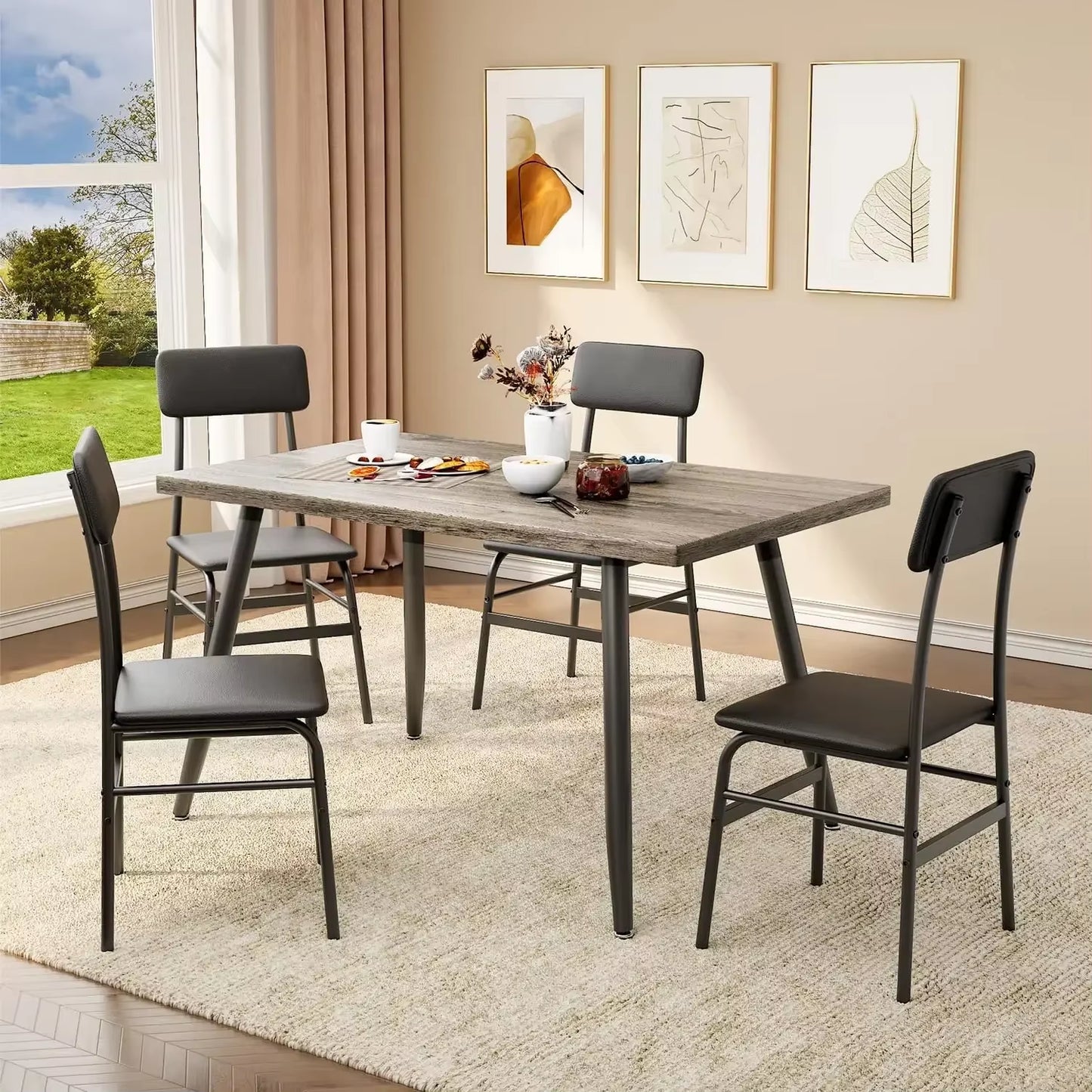 Kitchen Dining Table with 4 Chairs for Small Space Dinning Tables and Chairs Apartment Chair Dining Room Set Furniture Bedroom