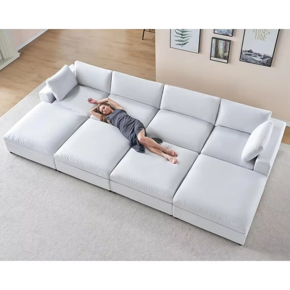 Modular Sectional Sofa,114 Inches down Filled Sectional Sofa,5 Seats U Shaped Cloud Couch with Chaise,Couch for Living Room