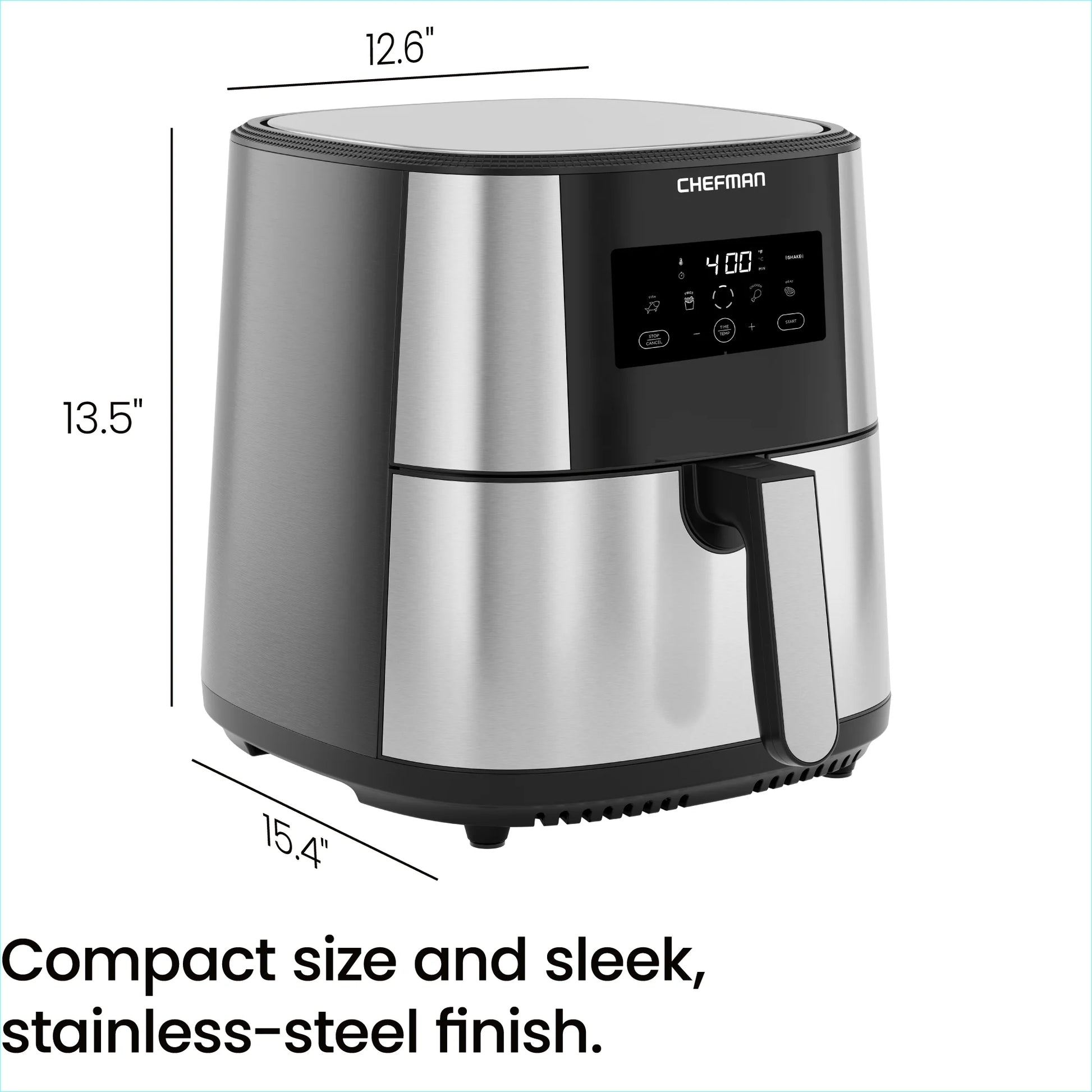 Turbofry Air Fryer W/ Digital Controls, 8 Qt Capacity - Stainless Steel, New