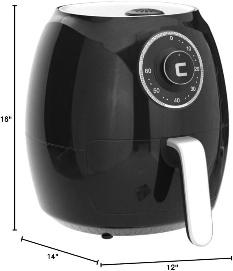 6.5 Quart Air Fryer Oven with Space Saving Flat Basket, Oil Free Hot Airfryer with 60 Minute Timer & Auto Shut Off, Dishwasher Safe Parts, Bpa-Free, Family Size, X-Large, Black