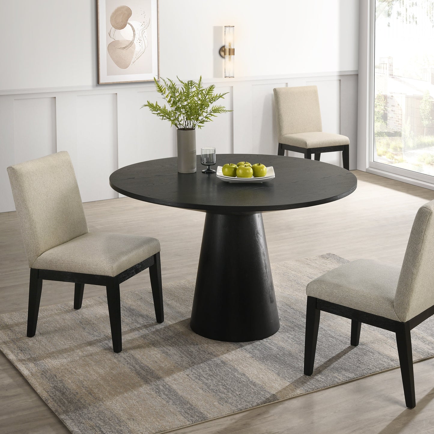 Rocco 5 Piece Contemporary MDF & Wood Dining Table Set, Ebony