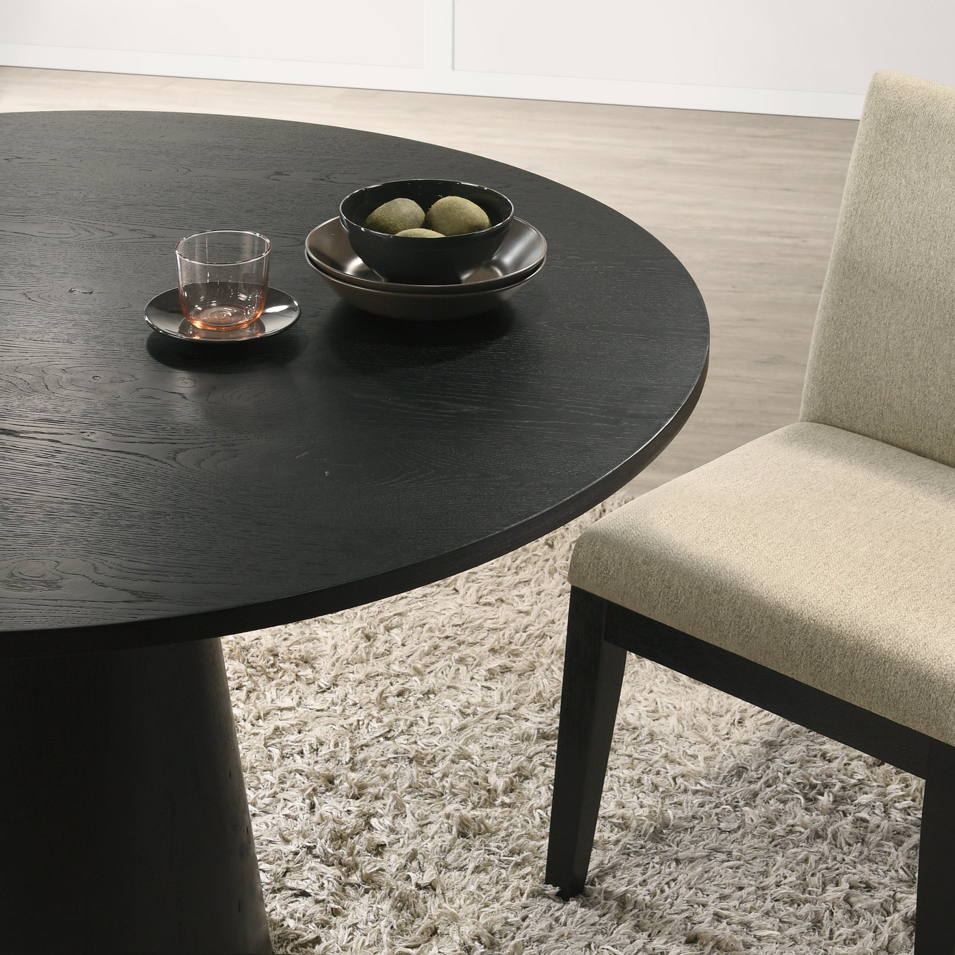 Rocco 5 Piece Contemporary MDF & Wood Dining Table Set, Ebony