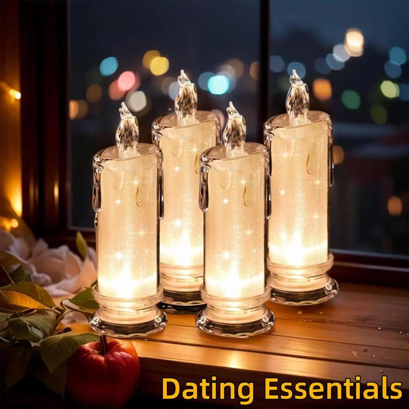 LED Flameless Candles, 4 Counts Battery Powered Candle Lights for Gifts, Home Party Wedding Festival Decorations