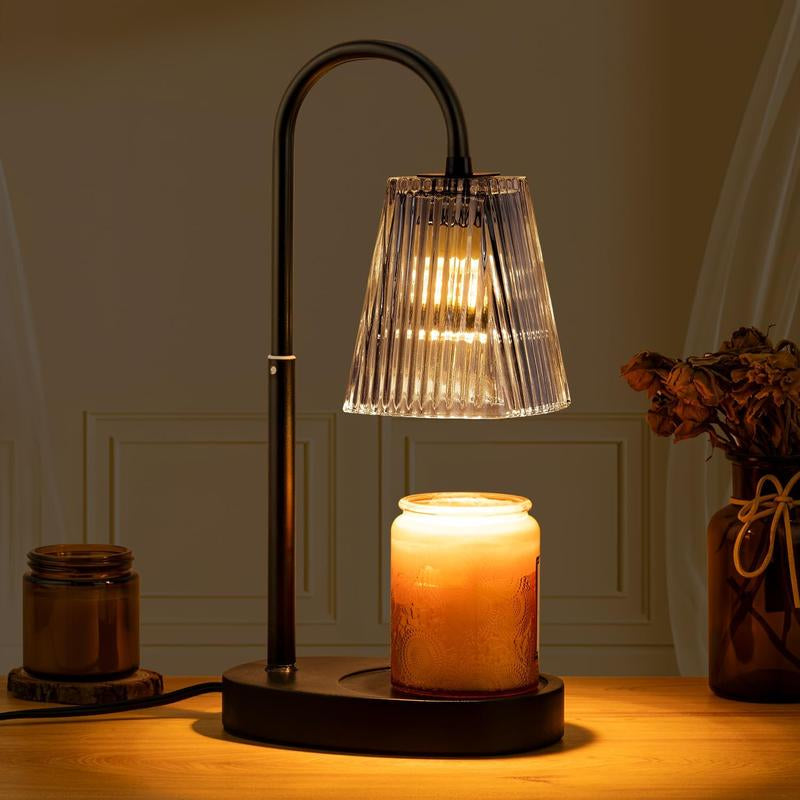 Candle Warmer Lamp - Dimmable Wax Melt Warmer Amber Lampshade Candles Top Warmer for House Warming New Home Bedroom Decor Scented Wax with 2 Bulbs Jar Candles