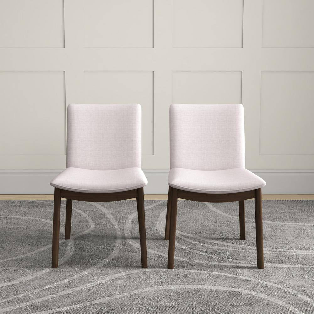 Valentine Mid-Century Modern Beige Fabric Dining Chair (Set of 2)