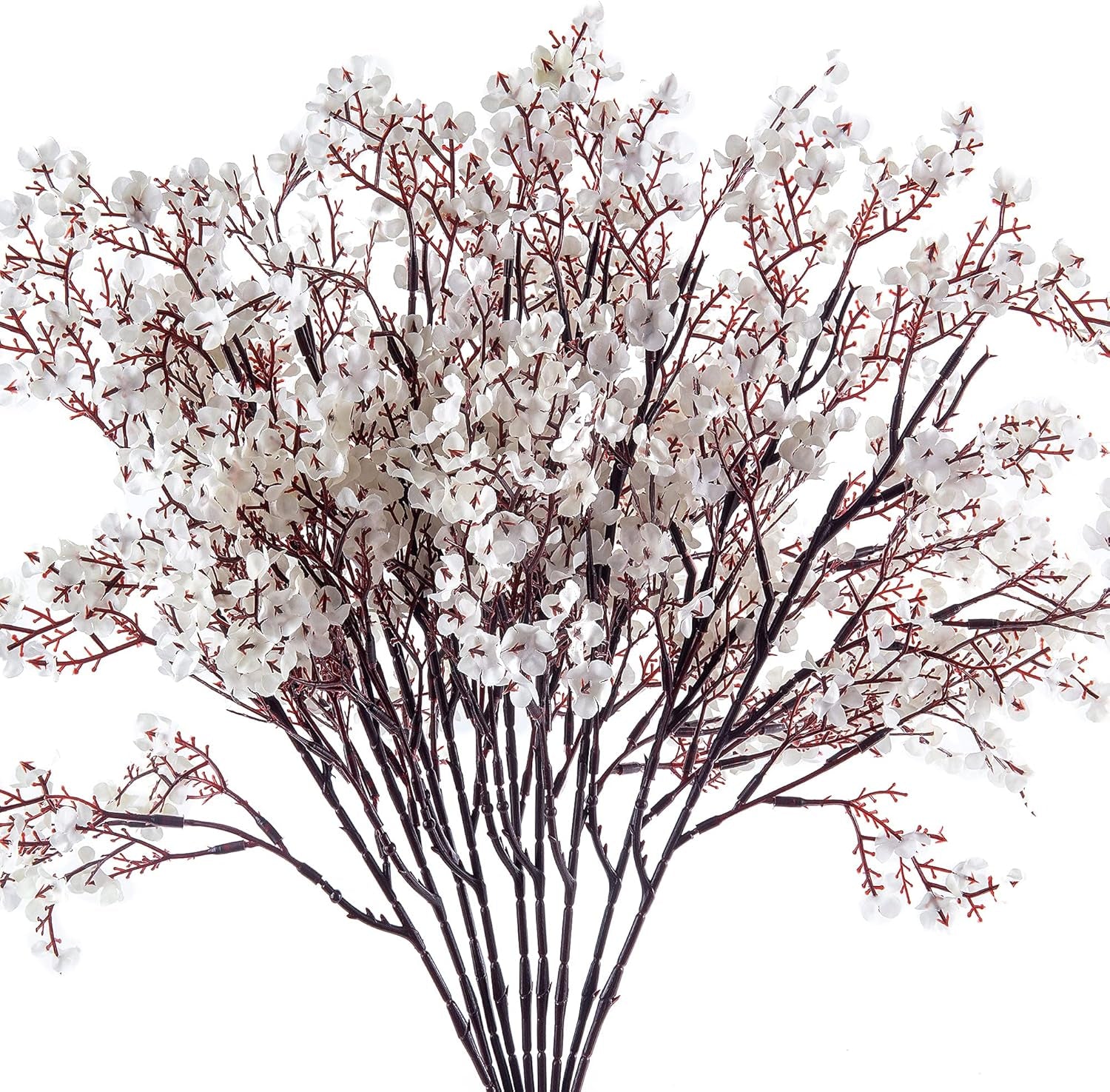 Ansdowns 10 Pcs Babys Breath Artificial Flowers Bulk Real Touch Flowers Fake Flowers Silk Flowers for Home Decor Indoor Floral Arrangement Table Centerpieces Festival Party Decor (White)