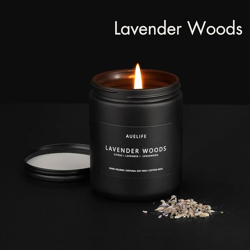 Scented Candles for Men | Lavender & Wood Scented Candle - Candle Gifts for Him/Friend, Aromatherapy Candle in Black Jar, Candle for Men, Men Candles for Home Scented