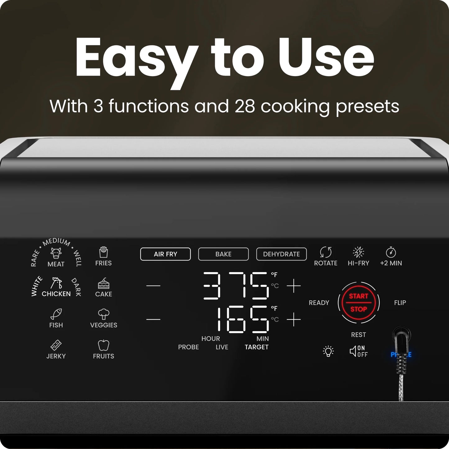 Exacttemp 12 Qt Air Fryer, Black - Automatic Shutoff, Digital Display