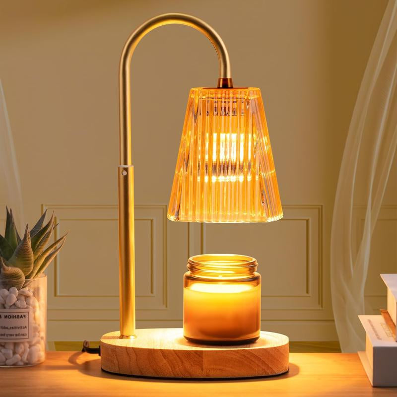 Candle Warmer Lamp - Dimmable Wax Melt Warmer Amber Lampshade Candles Top Warmer for House Warming New Home Bedroom Decor Scented Wax with 2 Bulbs Jar Candles