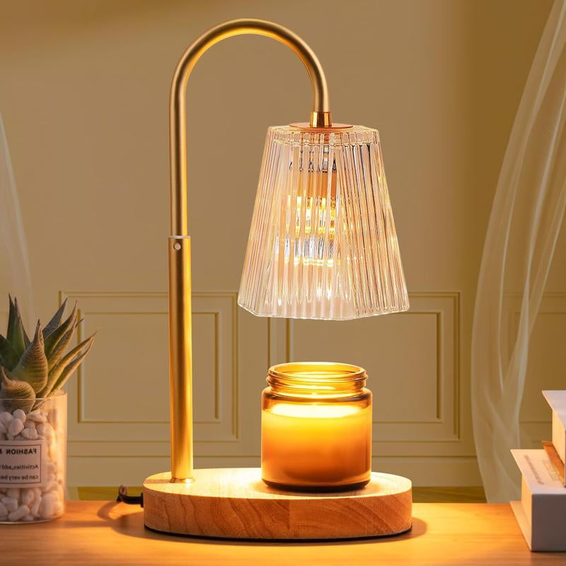 Candle Warmer Lamp - Dimmable Wax Melt Warmer Amber Lampshade Candles Top Warmer for House Warming New Home Bedroom Decor Scented Wax with 2 Bulbs Jar Candles