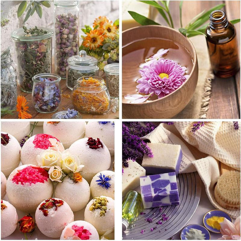 16 Bags Dried Flowers,100% Natural Dried Flowers Herbs Kit for Soap Making, DIY Candle Making,Bath - Include Rose Petals,Lavender,Don'T Forget Me,Lilium,Jasmine,Rosebudsand More