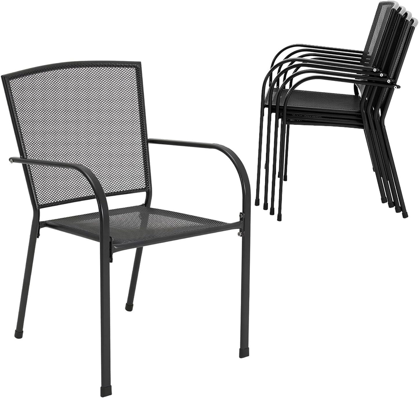 Metal Patio Table and Chairs Set for 4, Outdoor Dining Sets Patio Dining Table Furniture Set round outside Table and Chairs for Garden Backyard with 1.73" Umbrella Hole