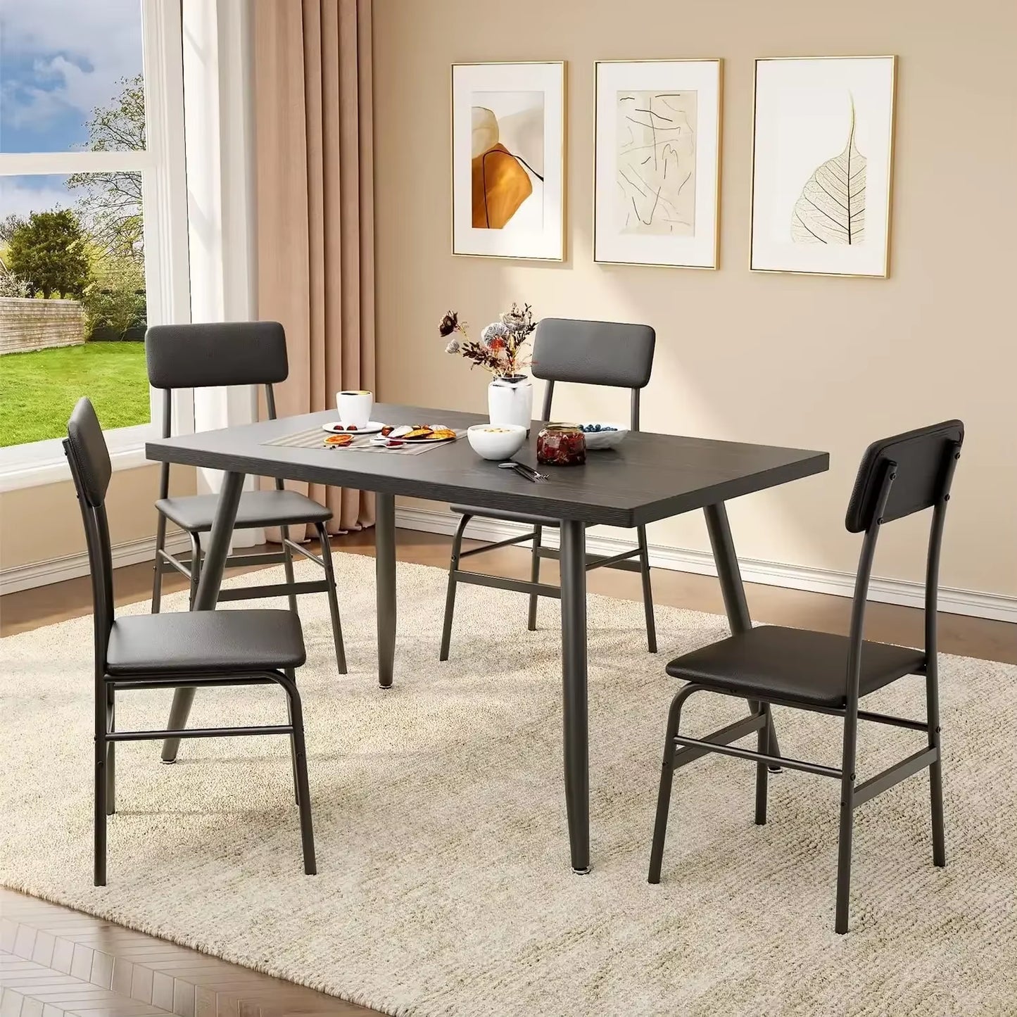 Kitchen Dining Table with 4 Chairs for Small Space Dinning Tables and Chairs Apartment Chair Dining Room Set Furniture Bedroom