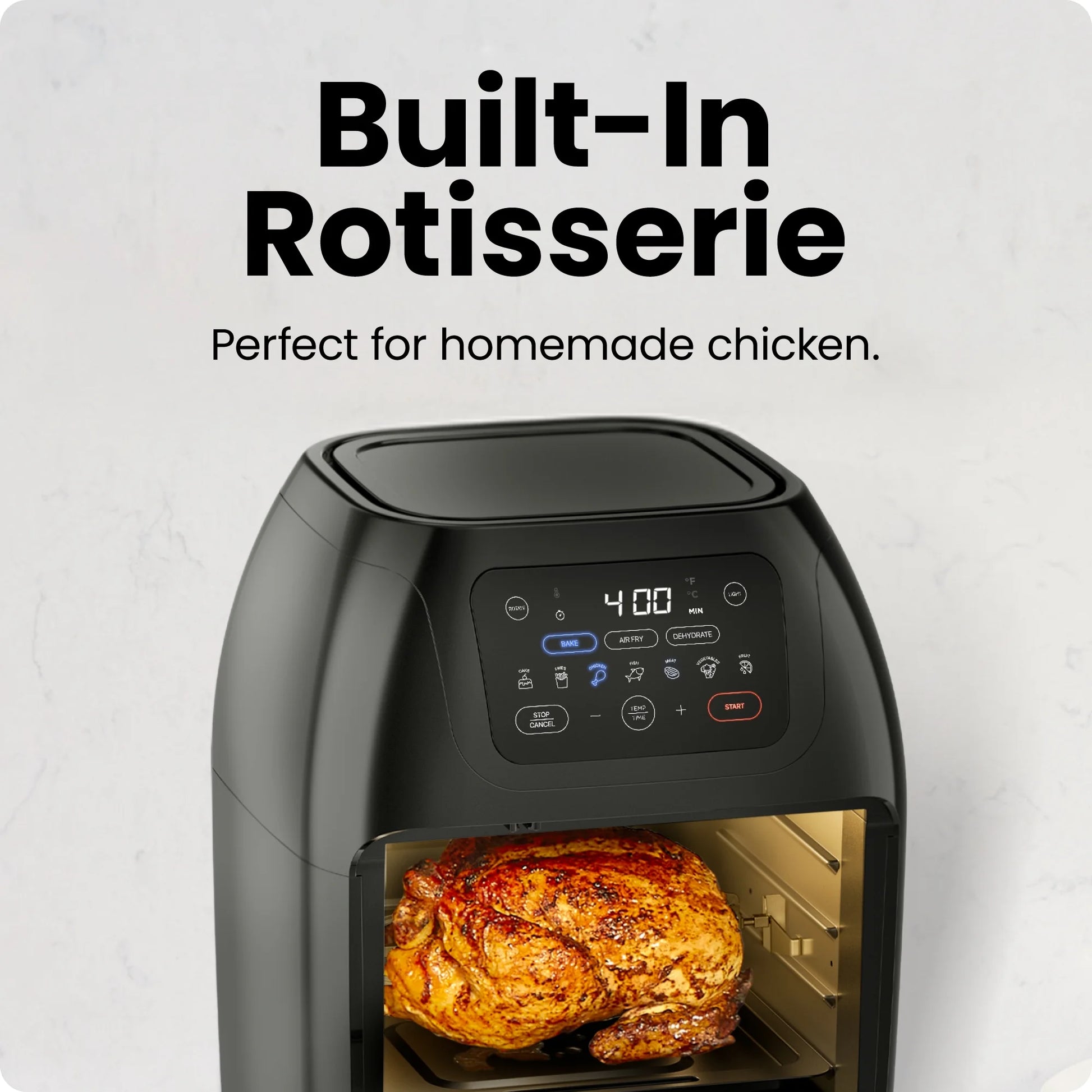 Multifunctional Digital 10 Qt. Air Fryer+ Rotisserie, Fry, Roast & Bake, 17 Presets - Black, New