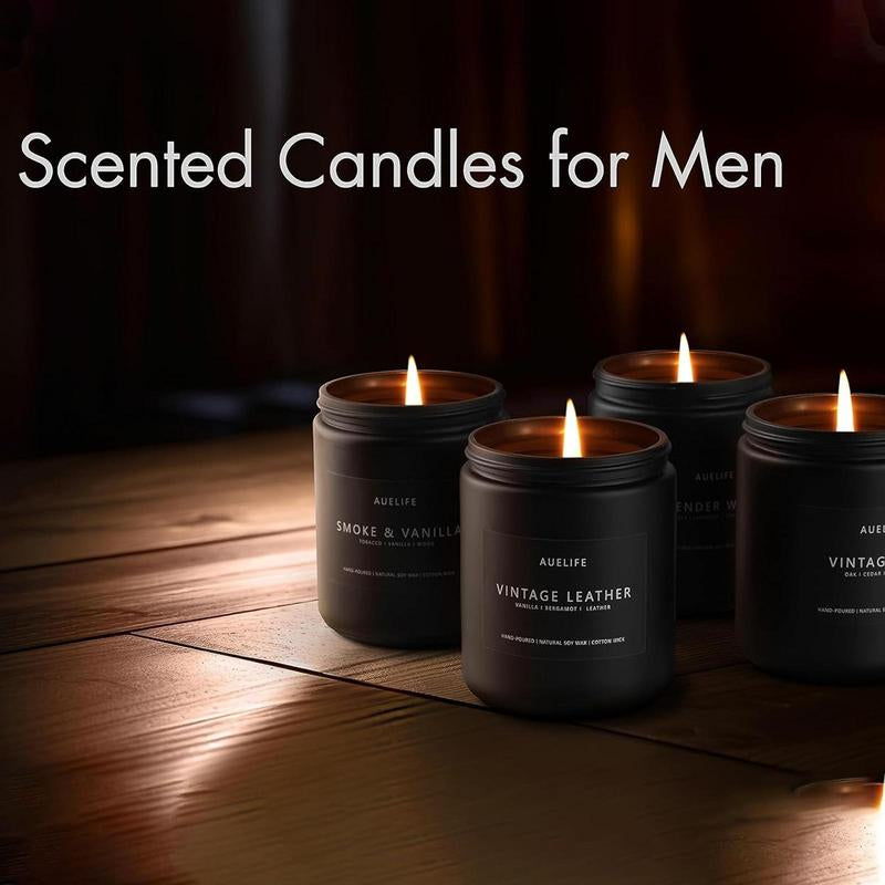 Scented Candles for Men | Lavender & Wood Scented Candle - Candle Gifts for Him/Friend, Aromatherapy Candle in Black Jar, Candle for Men, Men Candles for Home Scented