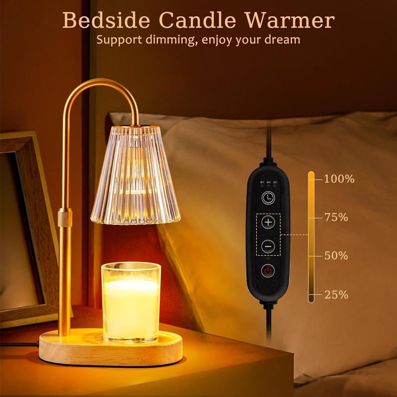 Candle Warmer Lamp with Timer: Electric Candles Wax Warmers Glass Lamps for Jar Candles Burner Adjustable Height and Dimmable Light Modern No Flame Scented Candle Warming Lantern Room Decor Lighting Decorations Supplies Interior