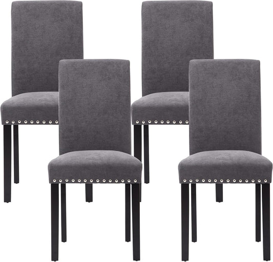 Set of 4 Dining Chairs with Black Legs for Kitchen Living Room Chairs(Gray)