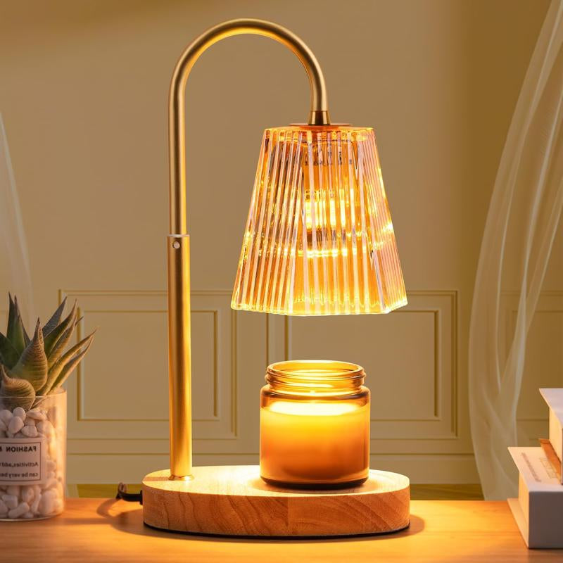 Candle Warmer Lamp - Dimmable Wax Melt Warmer Amber Lampshade Candles Top Warmer for House Warming New Home Bedroom Decor Scented Wax with 2 Bulbs Jar Candles